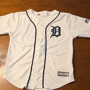 Majestic Kids White and Navy Baseball Jersey